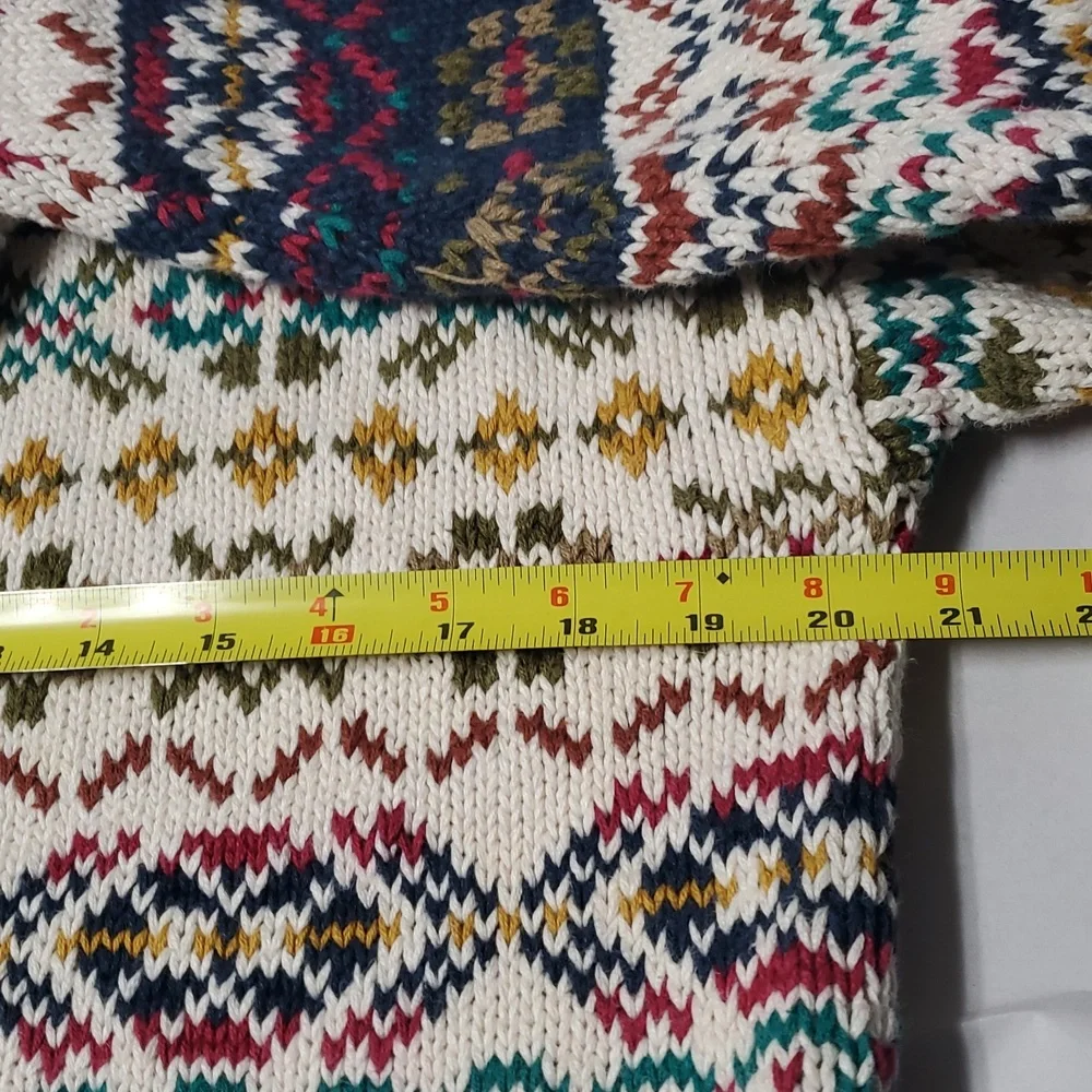 Vintage Hunt Club Womens Heavy Knit Mixed Print Grandpa Sweater Size Lg Cotton - Picture 12 of 14